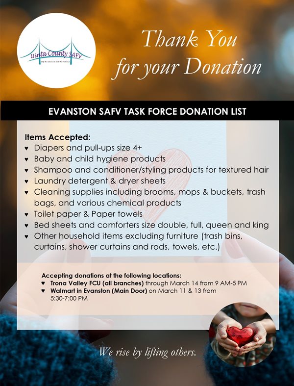 SAFV Donation Drive in Evanston WY